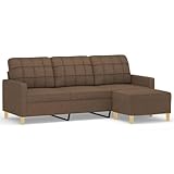 QZZCED Kunden-Sofa Schlafzimmersofa Büro-Sofa 3-Sitzer-Sofa mit Hocker Braun 180 cm Stoff für Wohnzimmer, Schlafzimmer, Büro