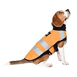 Warnweste Hund – Leuchtweste Hund Reflektierende Weste Sicherheitsweste Reflektor mit reflektierenden Elementen für Mehr Sicherheit im Dunkeln – Verstellbar & Pflegeleicht mit (Orange, 45cm)