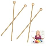Holzschlägel, 4er-Set Schlägel Mallet Drumsticks, Schlagzeug Schlägel,Paukenschlägel, Holzschlägel Marimba, Schlägel Klangstäbe, für Xylophon, Holzblock Glocken Kinder Anfänger Erwachsene