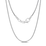 Mieoyue 925 Silber Damen Halskette ohne Anhänger, Silberkette 40 45 50 55 60cm Silberschmuck (Runde Schlangenkette, 45.0 Zentimeter)