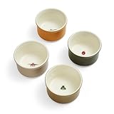 Portmeirion Botanic Garden Harmony Auflaufförmchen | Set mit 4 Auflaufförmchen für Crème Brulee, Souffle, Vanillepudding | 8,1 cm Schalen aus feinem Porzellan | spülmaschinen-, mikrowellen- und