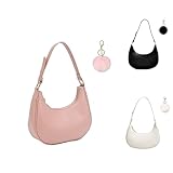Handtaschen Damen Klein Umhängetasche Leder Tasche Tote Bag, 90er Jahre Umhängetasche Damen, y2k Fashion Clutch Henkeltasche Damen Klein Tragetasche für Frauen (Rosa)