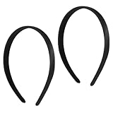 Qianyu 2 Stück Satin Stirnbänder Breites Hartes Haarreifen Solides Kopfband Haarband Rutschfeste Einfarbige Haarbänder Feiertags Elastikreifen für Mädchen Frauen Karneval Valentinstag(1.5cm)