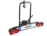 EUFAB 11559 Fahrradträger AMBER 1, E-Bike geeignet, teilweise vormontiert, für 1 Fahrrad, für Anhängerkupplung, Schwarz