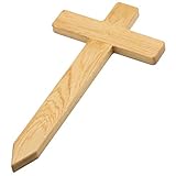 Edles kleines Holzkreuz aus europ. Eiche fürs Grab, Grabkreuz aus Holz, als Grabstein Ersatz, für das Urnengrab auf dem Friedhof oder als Grabschmuck und Grabdekoration, für Hund, Katze