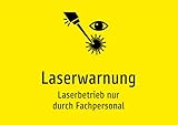 Laserwarnung - Laserbetrieb nur durch Fachpersonal – Aluminiumschild A5: 210x148mm – Mit Grafik und Text