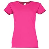 Fruit of the Loom Ladies Iconic T-Shirt Größe S - XXL, Größe:M, Farbe:Fuchsia