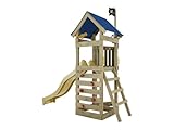 Outgarden Spielturm Klettergerüst Captain Jolly aus KDI-Holz | Spielhaus mit gelber Rutsche | mit Sandkasten, Leiter & Kletterwand | Outdoor Stelzenhaus für Kinder und Garten | 313 x 156 x 258 cm