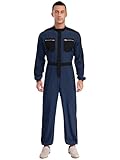 MSemis Arbeitsoverall Männer Lange Ärmel Hohe Taille Arbeit Bodysuit Einteiliger Arbeitsanzug MIT Taschen Elektriker Uniform Navy blau XXL