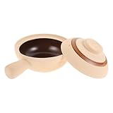 ANDRESLAD Suppentopf mit Griff Klein aus Keramik Reistopf mit Deckel Formstabiler Schmortopf für 1 Person Energiesparend Backofengeeignet Haushaltskochgeschirr