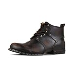 OSSTONE Retro Dunkelbraun Herren leder chukkastiefel Worker biker boots-motorrad-leder-schuhe für Schnürstiefeletten boots OS-6015-2-retro-Dbrown-10.5-US-R