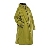 Oshhni Wasserdichter Wickelmantel, Winddicht, Schnell Trocknend, übergroßer, Warmer Mantel mit Kapuze, Surfen, Schwimmen, Wassersport, Blau Grau Grün L