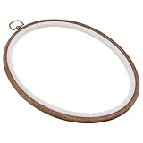 Lurrose Selbstgemacht Stickrahmen Oval 25x17cm Kaffee Stickornament Handarbeitsbedarf für Familie und Wohndekoration