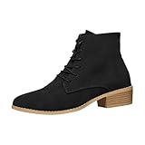 Regenstiefel Field Schuhe Stiefel Muster Stiefel Fashion Dicke Sohle Blockabsatz Damenstiefel Atmungsaktive Mode Rundkopf Blockabsatz Damenschuhe Regenstiefel Field Schuhe Stiefel Muster (Black, 42)