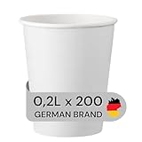 LogiPack 200 Stück Kaffeebecher weiß 8oz 200ml | hitzebeständiger Pappbecher beschichtet | Heißgetränkebecher | Kaltgetränkebecher