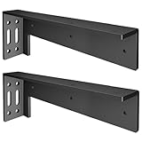 Schwarz Metall Regalwinkel, 90 Grad Recht Winklige Halterung für Lagerregal, Bücherregal, 3.7mm Dick Schwerlast Wandmontage Dekorative Regalhalterungen(45cm/17.7in)