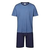 North East Herren-Pyjama-Set, kurz, M, L, XL, 2XL, 3XL, 4XL, 5XL, 6XL, Schlaf-, Lounge-, Nachtkleidung, 7003 – Stahl und Marineblau, 4XL