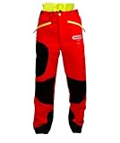 Oregon Waipoua Kettensägen-Schnittschutzhose, Typ A Klasse 1, sägesicherer Schutz, verstellbare, leichte, atmungsaktive, verstärkte Kleidung, Größe M/EU 46-48 – Hi Vis Rot/Gelb/Schwarz (295469/M)