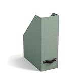 BIGSO ESTELLE Stehsammler für Zeitschriften, Magazine und Akten – praktischer Organizer aus Faserplatte und Papier in Leinenoptik – stabiler Zeitschriftenhalter mit Griff – mintgrün