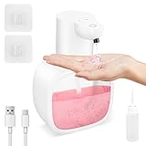 VFANDV 500ml Elektrischer Seifenspender mit Sensor, mit USB Wiederaufladbar, IPX5 Wasserdicht, 4-Stufig Einstellbares Flüssigkeitsvolumen, No Touch Seifenspender, für Bad,Küche, Büro (Geltyp)