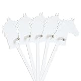 FOLDZILLA Steckenpferde Set aus Pappe 115 x 40 x 25 cm Hobbyhorse Stockpferde Pferd weiß zum Bemalen und Bekleben