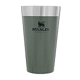 Stanley Adventure Stacking Bierkrug 473 ml - Edelstahl Thermobecher Hält 4 Stunden Kalt - BPA-Frei - Stapelbare Doppelwandiger, Vakuumisolierter Thermotasse - Spülmaschinenfest - Hammertone Green