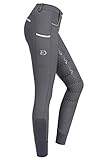 RIDERS CHOICE Damen Reithose mit Silikonvollbesatz und Handytasche, Limited Silver Design - RidersDeal Collection für Reiter, Dark Grey, 38