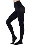 HeyUU Damen Bunte Blickdichte Strumpfhose 80 DEN Microfaser Stützstrumpfhose (Schwarz, M)