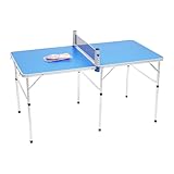 Klappbar Tischtennisplatte, tragbarer Mini-Tischtennisplatte Mit Netz, Blau 152 x 76 x 76 cm