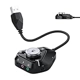 Externe Audio-Karte – externer Splitter Typ C – USB-Adapter für Kopfhörer mit 3,5 mm Klinke | für Lautstärkeregler, Mikrofon, Streaming und Aufnahme im Studio oder Zuhause