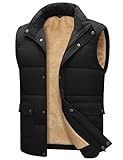 Lonya Weste Herren Winter Wasserabweisend Steppweste Leicht Ärmellose Jacke Fleeceweste Stehkragen Thermoweste Wärme Arbeitsweste Bodywarmer Vest Outdoor mit Taschen, Schwarz, XL