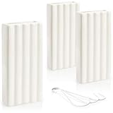 com-four® 3x Luftbefeuchter Heizung - Heizkörper Luftbefeuchter in weiß - Heizung Wasserverdunster aus Keramik im Streifen Design (weiß - Streifen)