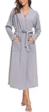 Sopesil Waffel Morgenmantel Damen Bademantel Unisex Bademantel Kimono V-Ausschnitt Morgenmantel für Spa Haus und Hotel