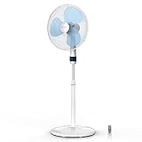 Brandson - Standventilator mit Fernbedienung 50 W - Standlüfter leise – Ventilator höhenverstellbar - Neigungswinkel um 40° verstellbar - 3 Geschwindigkeitsstufen - Oszillation ca. 90° - weiß