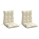 vidaXL Niedriglehner Auflagen 2 STK., Gartenstuhlauflagen mit Bänder, Sitzauflagen Polster für Gartenstuhl, Polsterauflagen, Creme Oxford-Gewebe