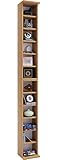 VCM Holzregal stehend | platzsparender CD Schrank für 204 CDs oder 72 DVDs | Maße: H. 180 x B. 21 x T. 20 cm | Elegantes DVD Regal stehend | Blu-Ray Regal | CD Regal - Bigol