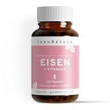 Natürliches Eisen + Vitamin C aus Curryblatt-Extrakt und Hagebutte-Extrakt. 14-28mg reines Eisen und 80-160mg Vitamin C pro Tagesdosis.120 Kapseln im 2-4 Monatsvorrat. Vegan + hergestellt in DE.