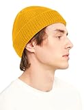 Kiiwah 1P Klassische Fisherman Beanie, Unisex Strickmütze Retro Trawler Beanie, 100% Acrylfaser Fischermütze, Streetstyle Weich Wintermütze Seemannsmütze für Damen und Herren (Gelb)