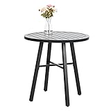 PHIVILLA Outdoor Garten Beistelltisch Rund Balkontisch Kleine Gartentische Terrassentisch Kaffeetisch Terrasse Couchtisch Metall Rund Schwarz