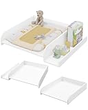 WOLTU Wickelaufsatz für Waschmaschine und Trockner, mit Seitenablage und Sicherheitsgurt, Weiß, 80 x 16,5 x 70 cm