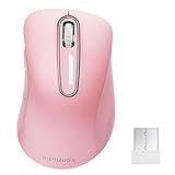 memzuoix Kabellose Maus 2.4GHz, Tragbare Optische Wireless Maus 1400 DPI mit Mini-USB-Empfänger, 5 Tasten und Batteriebetrieb für Laptop, Desktop, MacBook – Rosa