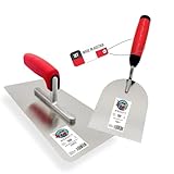 WERKFIT Profi Glättekelle Set Rund inkl. 100mm Gipserspachtel - Rostfreie Glättspachtel aus Edelstahl -Ergonomische Putzspachtel mit Softgriff (Trockenbau Set)