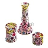 Generisch Bong Glas DREAMLINER Min 15 cm Set Skull bunt mit Tasche, 79391