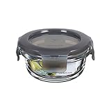LocknLock OVEN GLASS Frischhaltedosen Glas mit Deckel | 130 ml Rund, Ø100 x 50 mm | Kühlschrank, Gefriertruhe & Spülmaschine | Borosilikat-Glas bis 400°C ofenfest | Mikrowellengeschirr mit Deckel