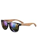 AMEXI Holz Sonnenbrillen/Sonnenbrille mit Holzbügeln aus Walnuss für Damen & Herren/Polarisierende Brillengläser mit UV400-Schutz