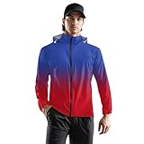 Topassion Regenponcho Herren Regenjacke mit Kapuze Sommerjacke Packbare Wasserdicht Sonnenschutz Windjacke Übergangsjacke Dünne Regenmantel Ultraleichte Outdoorjacke Fahrrad Jacke(Red,9 Jahre)