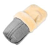 Fellhof Kinderwagen Fußsack Aspen & Tuch Blaubaer | Fusssack Kinderwagen Baby Winter Herbst aus 100% Merino-Lammfell | Wind- & wasserabweisend | mit Gurtschlitzen, waschbar | Wagensack Baby 50x98 cm