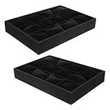 VALICLUD 2 Stück Schwarzes Samt Schmucktablett mit 12 Fächern und Minikissen Uhren und Armband Organizer für Schmuckaufbewahrung im Wohn und Arbeitsbereich
