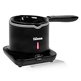 Tristar Schokoladen Fondue und Gummibärchen-Maschine, für 4 Personen, inklusive 6 Fonduegabeln und 2 Silikon-Bonbonformen für Süßigkeiten, 70 W, schwarz, CF-1606