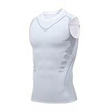Smatstyle Kompressionsshirt Tank Top Herren Ärmelloses Laufshirt Atmungsaktives Funktionsshirts Sports Trainingsshirt Fitness (DE/NL/SE/PL, Alphanumerisch, M, Regular, Regular, Weiß)